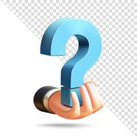 Hand holding question mark symbol, 3d. Suitable for design elements vector