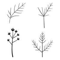 Minimalist abstract tree branch silhouette collection in black line style for modern nature-inspired design vector