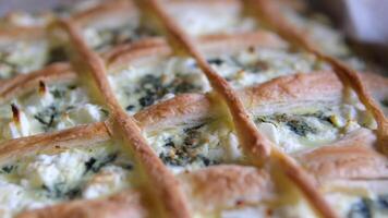 Pastry spinach cheese meal made from rolled pastry filled with spinach. In Turkey it is called Borek with cheese. In Bosnia this dish is called Pita Sirnica. Made from phyllo pastry. video