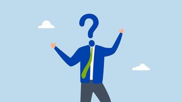 Anonymous businessman person, 4k animation of anonymous businessman with question mark head unknown person. video