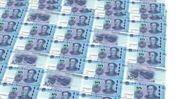 stack of multiple Chinese 10 yuan bank notes video