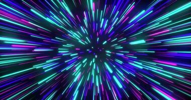 Blue neon speed lines in visual loop video
