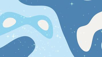A blue celestial pattern with soft, organic shapes resembling clouds or bubbles. The design includes sparkling star-like elements on a gradient blue background, creating a magical and cosmic atmospher video