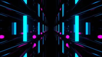 Cyan and Pink infinite Mirror Corridor with Neon Lighting Background VJ Loop in 4K video