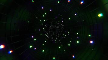 Purple and Green Elegant Abstract Corridor with Flashing Light Bulbs Background VJ Loop in 4K video
