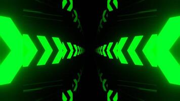 Green Elegant Hallway with Neon Arrows Background VJ Loop in 4K video