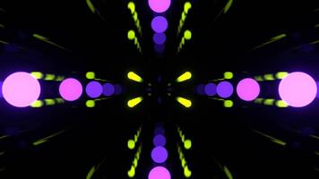 Purple and Light Green Corridor with Neon Flashing Dots Background VJ Loop in 4K video
