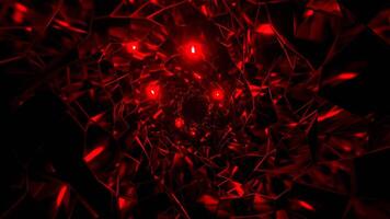 Red Abstract Spiral Polygonal Broken Glass Tunnel Background VJ Loop in 4K video