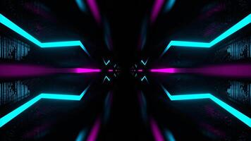 Cyan and Pink Cyber Tunnel with Flowing Zigzag Light Background VJ Loop in 4K video