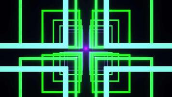 Purple and Green Fantastic Spatial Corridor of Square Shapes Background VJ Loop in 4K video