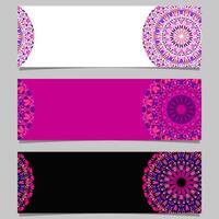 Abstract horizontal flower mandala banner template set vector