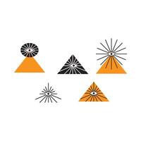 A set of four triangles with an eye in the middle vector