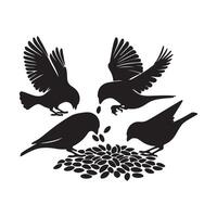 Birds feed on seeds illustration vector