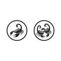 Two scorpions are shown in a circle vector