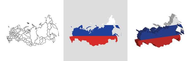 Russia outline, fill with flag and 3d map vector