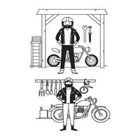 illustration of a bicycle and biker vector
