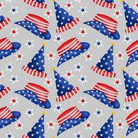 The US flag with hat seamless pattern on grey background vector