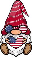Cute Gnom with 4th of July illustration vector