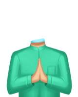 a man in green clothes praying with his hands folded png