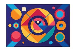 Geometric Abstract Background With Colorful Circles Triangles And Lines Creating A Dynamic Modern Design For Digital Art And Creative Projects vector