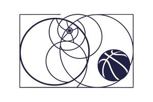 Geometric Composition With Golden Ratio Spiral And Basketball For Graphic Design Elements And Sporting Theme Illustrations vector