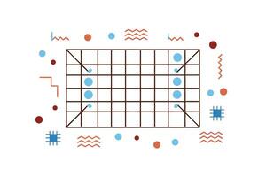 Minimalist Graphic Design Grid With Blue And Brown Shapes Surrounded By Geometric Elements In A Clean Style vector