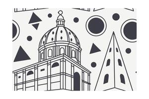 Florence Cathedral Minimalist Design Italian Architecture Pattern Geometric Shapes Modern Artwork Circles And Triangles For Creative Projects vector