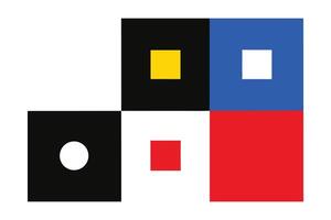 Geometric Composition Of Primary Colors With Squares And Circles Abstract Minimalist Design Modern Art Simple Shapes And Figures vector