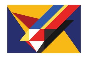 Abstract Geometric Composition In Bold Colors Featuring Triangles And Cubes Creating A Modern Visual Design vector