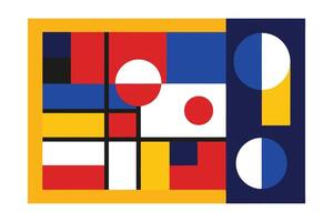 Mondrian Inspired Graphic Design Art Bold Primary Color Blocks Composition Abstract Geometric Minimalist Artistic Style Creative Colorful Modern Background vector