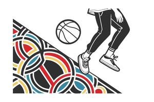 Abstract Basketball Art Featuring Player And Colorful Geometric Design,Suitable For Sports And Creative Projects,Modern Style Illustration vector