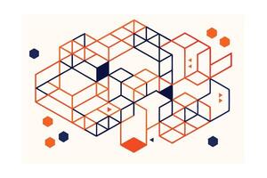 Abstract Geometric Cubes, Hexagons, Network, Structure, Design, Modern, Art, Isometric, Lines, vector