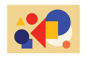 Geometric Shapes Composition Colorful Illustration Minimalist Design Creative Abstract Artwork With Circles Triangles And Squares Modern Art Inspired Background vector