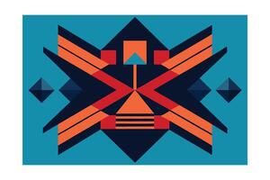 Geometric Abstract Pattern Illustration Featuring Bold Shapes In Blue Orange Red And Black Colors For Modern Design Backgrounds vector