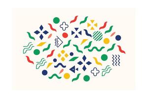 Playful Geometric Shapes Pattern Graphic Element Design Fresh Memphis Style Retro Background For Textile And Creative Decoration vector