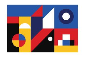 Geometric Composition In Primary Colors Modern Abstract Design Creates A Bold Graphic Statement Perfect For Creative Projects And Backgrounds vector