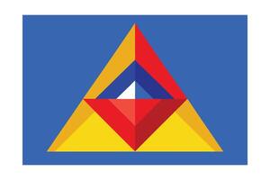Abstract Triangle Design With Red Blue Yellow And White Geometric Shapes On A Blue Background Minimalist Flat Illustration vector