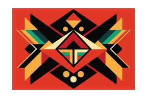 Abstract Geometric Pattern In Red Black And Gold Striking And Modern Design Element For Creative Projects And Backgrounds vector