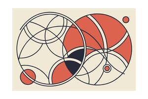Geometric Circle Design With Intersecting Lines And Shapes Creates Modern Abstract Art For Backgrounds And Creative Projects Featuring Earth Tones vector