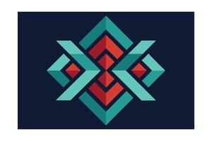 Abstract Geometric Pattern With Teal And Red Arrows Against A Dark Blue Background For Modern Designs And Creative Projects vector