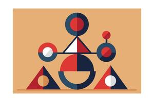 Abstract Composition With Geometric Shapes In Red White And Blue Flat Design Retro Style Illustration Background Artistic Creation Decorative Element vector