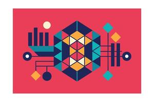 Geometric Abstract Art Illustration Colorful Modern Design Triangles Squares Circles Contemporary Artistic Shapes Graphic Composition Creative Background vector