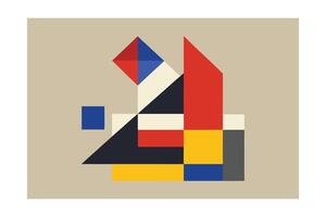 Abstract Geometric Composition With Primary Colors Modern Art Bauhaus Style Illustration Retro Minimalist Shapes And Forms Creative Design Background vector