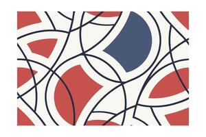 Abstract Geometric Art Illustration With Circles And Arcs In Red Blue And Cream Retro Modern Background Design Perfect For Web And Print vector