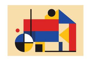 Geometric Abstract Composition With Primary Colors Inspired By Mondrian Design And Bauhaus Style For Creative Projects And Artistic Backgrounds vector