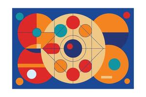 Abstract Geometric Composition With Circles And Lines In Bold Colors Modern Illustration Graphic Design For Backgrounds And Creative Projects vector