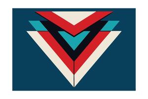 Retro Abstract Triangles Stacked Graphic With Bold Color Palette On Deep Blue Background For Wall Art And Creative Projects vector