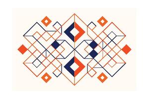 Geometric Diamond Pattern In Orange And Navy Lines Creates A Contemporary Abstract Design On Soft White Background Perfect For Modern Projects vector