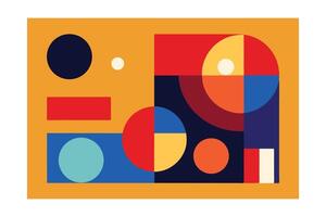 Geometric Shapes Composition Modern Abstract Art Design Bold Primary Colors Circles Squares Rectangles Bauhaus Style Background For Graphic Design Projects vector
