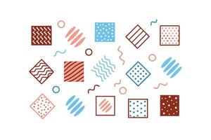 Playful Geometric Pattern With Squares,Circles And Lines In Pastel Colors On White Background,Decorative Abstract Design Element Perfect For Creative Projects vector
